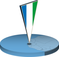 Sierra Leone flag and map in isometry png