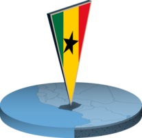 Ghana flag and map in isometry png