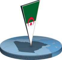 Algeria flag and map in isometry png