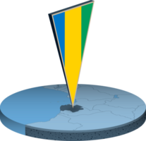 Gabon flag and map in isometry png
