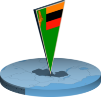 Zambia flag and map in isometry png