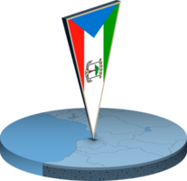 ecuatorial Guinea bandera y mapa en isometria png
