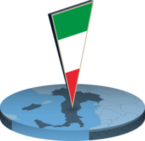 Italy flag and map in isometry png