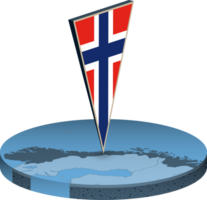 Norway flag and map in isometry png