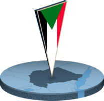 Sudan flag and map in isometry png