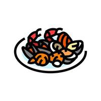 Mariscos plato mar cocina color icono vector ilustración