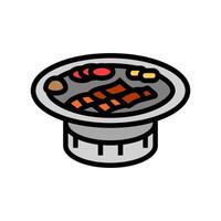 korean bbq grill cuisine color icon vector illustration