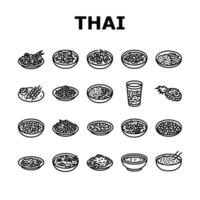 thai cuisine food asia icons set vector