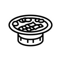 coreano barbacoa parrilla cocina línea icono vector ilustración