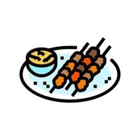 satay skewers thai cuisine color icon vector illustration