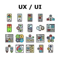 ui ux develop content research icons set vector