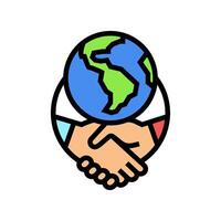 global collaboration energy policy color icon vector illustration