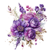 ai generado acuarela floral flor ramo de flores diseño, acuarela flor preparativos diseño, dorador flor diseño, flor sublimación floral clipart Boda tarjeta diseño, gratis png