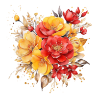 ai generado acuarela floral flor ramo de flores diseño, acuarela flor preparativos diseño, dorador flor diseño, flor sublimación floral clipart Boda tarjeta diseño, gratis png