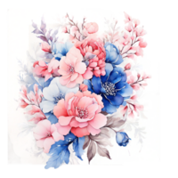 ai généré aquarelle floral fleur bouquet conception, aquarelle fleur arrangements conception, dorer fleur conception, fleur sublimation floral clipart mariage carte conception, gratuit png