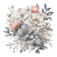 ai généré aquarelle floral fleur bouquet conception, aquarelle fleur arrangements conception, dorer fleur conception, fleur sublimation floral clipart mariage carte conception, gratuit png