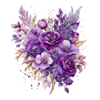 AI generated Watercolor Floral Flower Bouquet Design, Watercolor Flower Arrangements design, gilter Flower Design, Flower Sublimation Floral Clipart Wedding card design, Free PNG