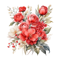 ai genererad vattenfärg blommig blomma bukett design, vattenfärg blomma arrangemang design, förgyllning blomma design, blomma sublimering blommig ClipArt bröllop kort design, fri png