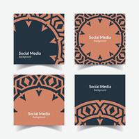 elegant ornamental decorative pattern square background social media design template vector