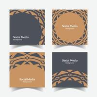 elegant ornamental decorative pattern square background social media design template vector