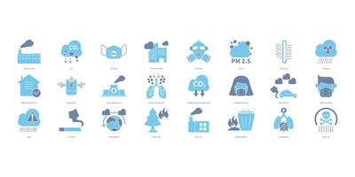 Air pollution icons set. Set of editable stroke icons.Vector set of Air pollution vector