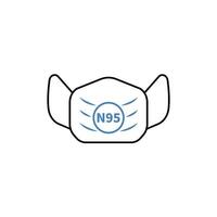 mask n95 concept line icon. Simple element illustration. mask n95 concept outline symbol design. vector