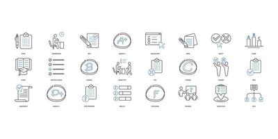 Exam icons set. Set of editable stroke icons.Vector set of Exam vector