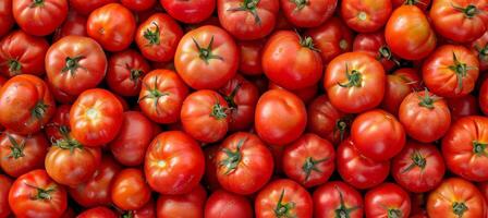 AI generated Vibrant organic red tomatoes texture background ideal for fresh produce and healthy eating concepts photo