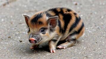 AI generated Captivating and endearing small piglet in a charming and picturesque farmyard setting photo