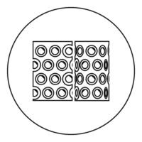 Air bubble wrap film for cushioning fragile packaging shockproof plastic roll polyethylene cargo safety concept icon in circle round black color vector illustration image outline contour line thin