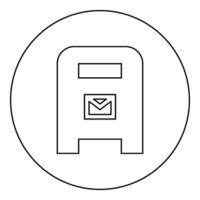 Post box mail postal letterbox mailbox icon in circle round black color vector illustration image outline contour line thin style