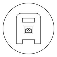 Post box mail postal letterbox mailbox icon in circle round black color vector illustration image outline contour line thin style