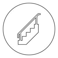 Staircase with railings stairs with handrail ladder fence stairway icon in circle round black color vector illustration image outline contour line thin style