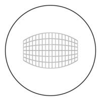 Rectangle in projection grid checkered icon in circle round black color vector illustration image outline contour line thin style