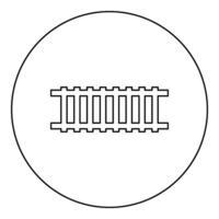 Railway track railroad path rail train subway metro tram transportation concept icon in circle round black color vector illustration image outline contour line thin style