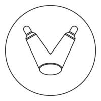 Floodlights two light effects searchlight lamp illumination light projector icon in circle round black color vector illustration image outline contour line thin style