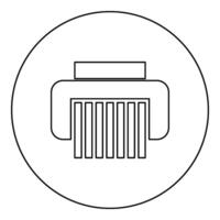 Paper shredder confidential paper grinder document office tools icon in circle round black color vector illustration image outline contour line thin style