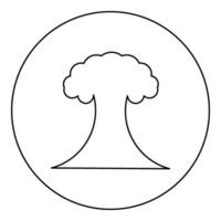 Nuclear explosion burst mushroom explosive destruction icon in circle round black color vector illustration image outline contour line thin style