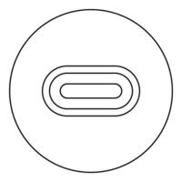 USB type C thunderbolt interface lightning port socket connector icon in circle round black color vector illustration image outline contour line thin style