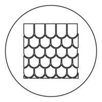 Roof ceramic tiled corrugated tile rooftop house material slate icon in circle round black color vector illustration image outline contour line thin style