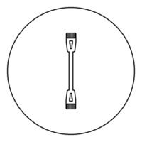 Patch cable path cord ethernet technology rj45 net concept icon in circle round black color vector illustration image outline contour line thin style