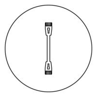 Patch cable path cord ethernet technology rj45 net concept icon in circle round black color vector illustration image outline contour line thin style