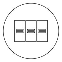 Metal cabinet steel lockers boxes icon in circle round black color vector illustration image outline contour line thin style