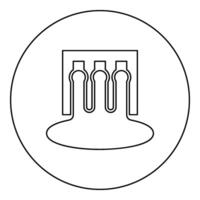 Hydro dam hydroelectric water power station hydropower energy technology plant powerhouse icon in circle round black color vector illustration image outline contour line thin style