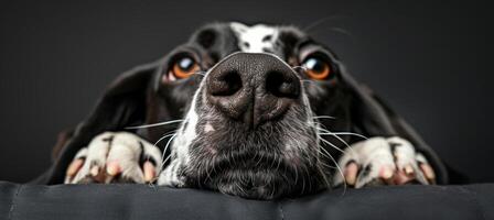 AI generated Intense canine gaze capturing pet and lifestyle essence in close up dog s expressive eyes photo