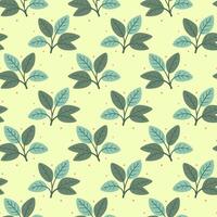 Hand drawn floral pattern vector design. Simple ornament with plant and leaf.