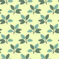 Hand drawn floral pattern vector design. Simple ornament with plant and leaf.