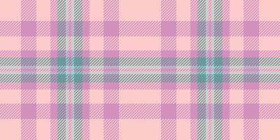 Straight fabric pattern plaid, shabby vector textile texture. Craft tartan background seamless check in light and pink colors.