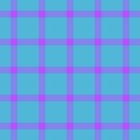Scratched textile vector pattern, pop check tartan fabric. Frame background plaid texture seamless in cyan and violet colors.