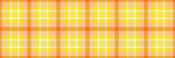 Tablecloth seamless check tartan, birthday card background texture fabric. Oilcloth plaid vector textile pattern in orange and radioactive colors.